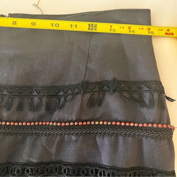 Western  Black Skirt Beads Fringe Boho Sz 10 - Picture 8 of 9